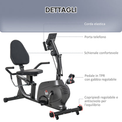 Magnetic Recumbent Exercise Bike with 8 Resistance Levels, LCD Display, Adjustable Seat and Arm Bands
