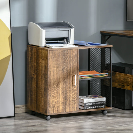 Printer and Document Cabinet, Nordic Style Drawer Cabinet with Wheels, Multipurpose Cabinet for Office and Home, Vintage Brown