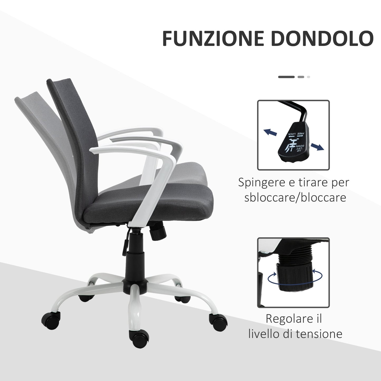 Ergonomic and Swivel Office Chair with Adjustable Height, 61x61x89-99 cm, Dark Grey