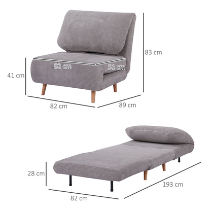 2-in-1 Reclining Sofa Bed with Extra-Large Seat, Velvet Effect, Grey