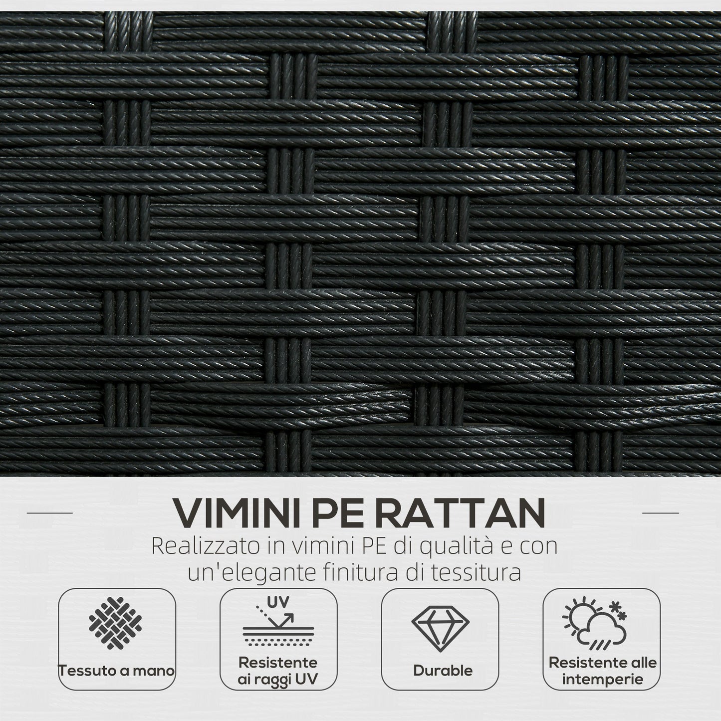 4-Piece Rattan Garden Set with 2 Chairs, 2-Seater Garden Armchair and Low Coffee Table