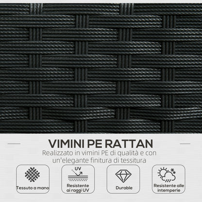 4-Piece Rattan Garden Set with 2 Chairs, 2-Seater Garden Armchair and Low Coffee Table