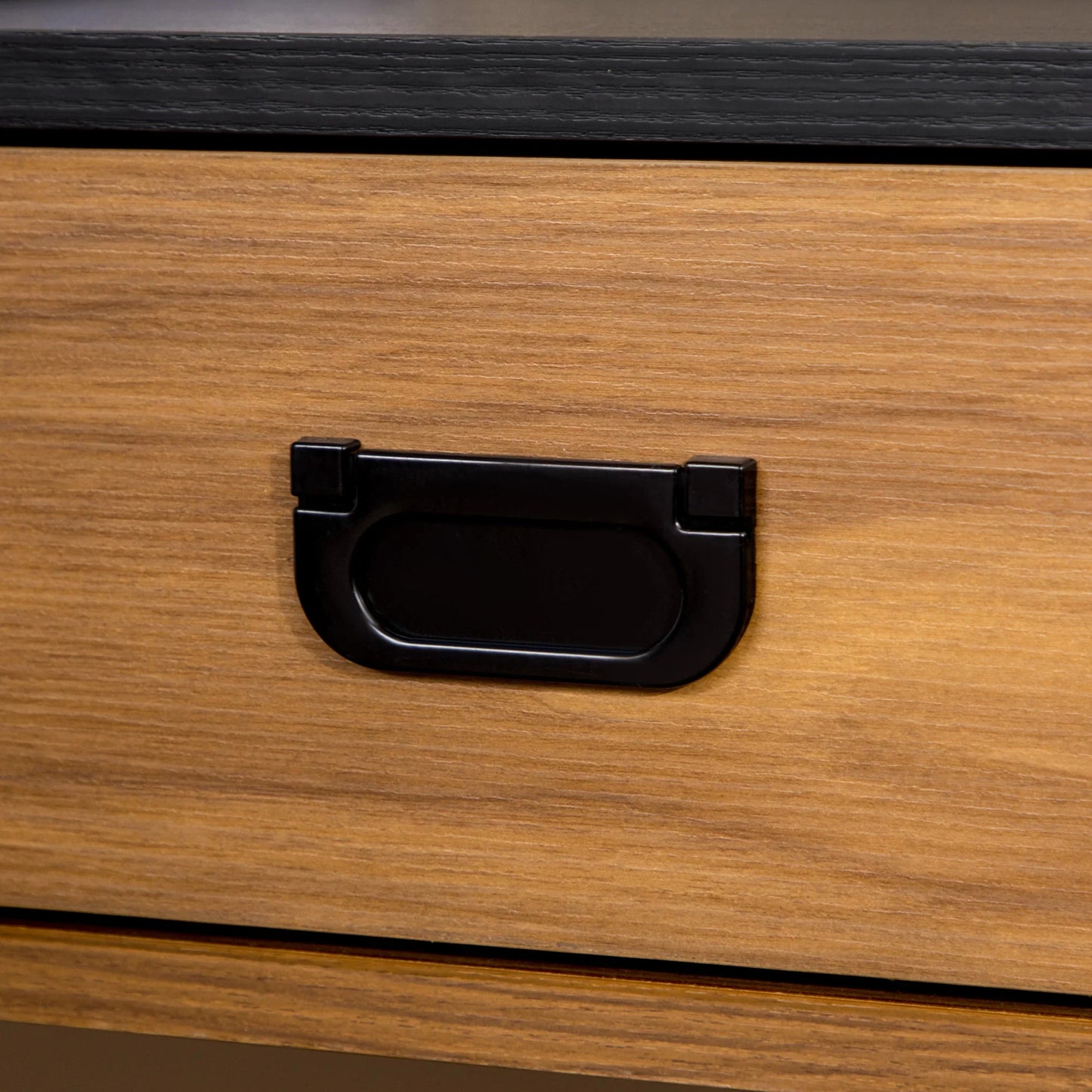 Industrial Style Bedroom and Office Desk with Drawer, 110x50x76cm, Walnut and Black