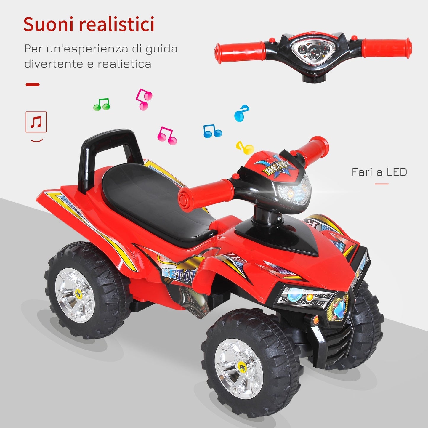 quad toy toy for children with 4 wheels clacson music light 60 Ã— 38 Ã— 42cm in red pp
