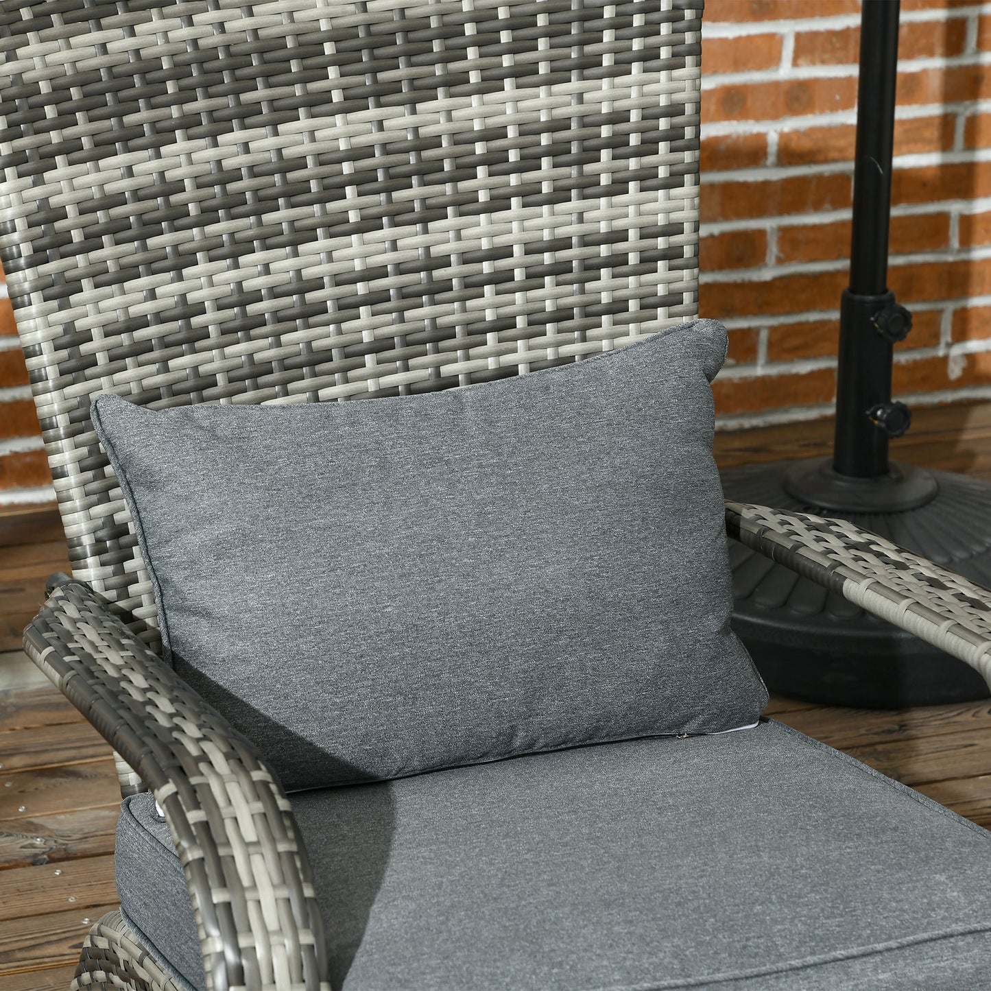 Adironrack Garden Chair with Armrests, Rattan and Steel, 64x80x90 cm, Grey