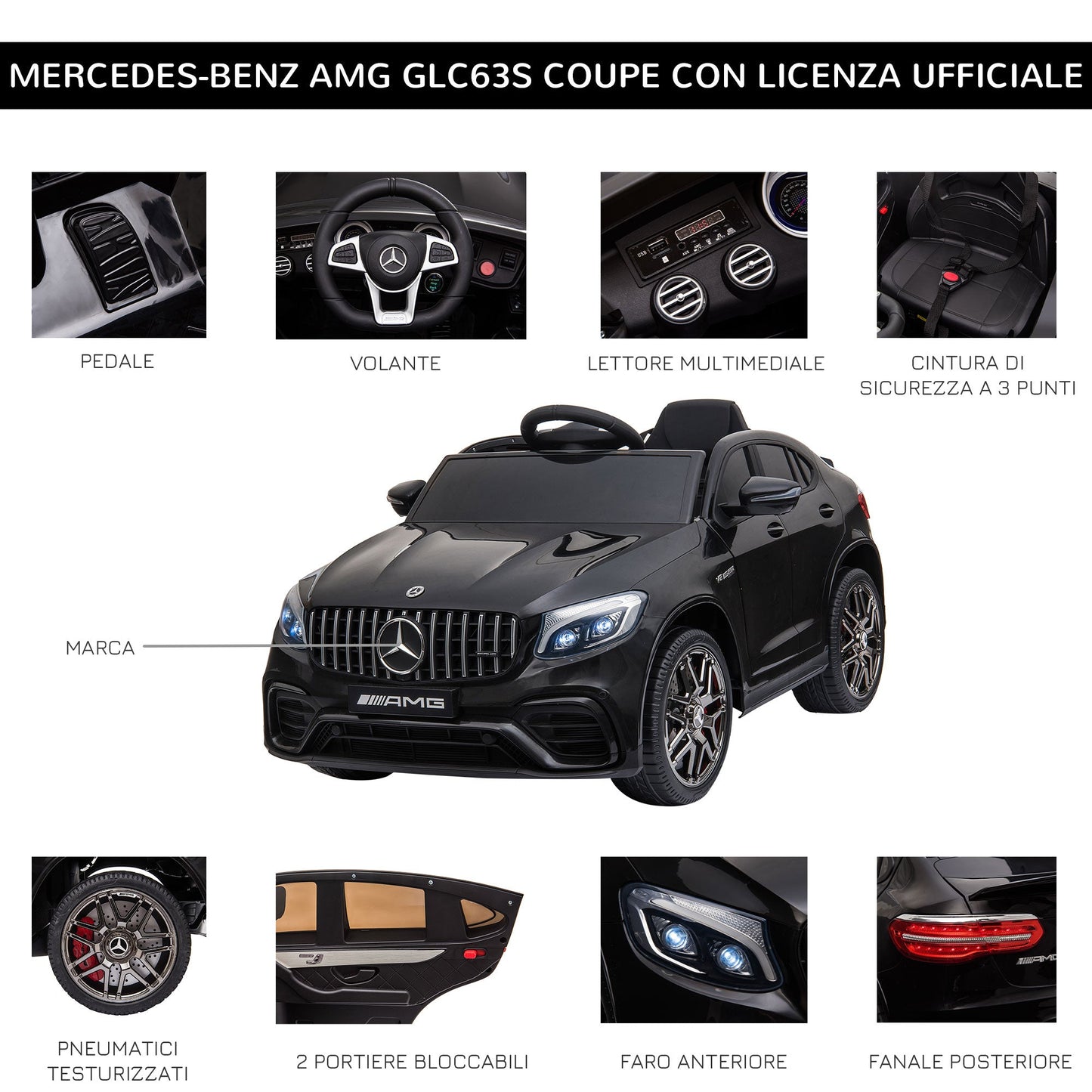 Electric Ride-On Car for Kids 3-5 Years Mercedes with Seat Belt and Remote Control, Black