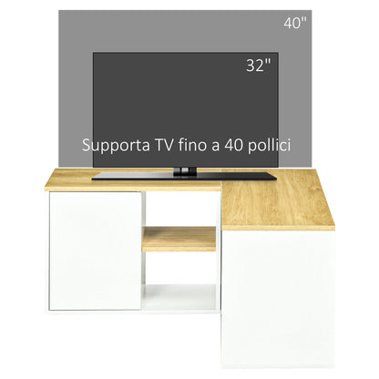 L-Shaped TV Cabinet for 40" TV with 3 Open Shelves and 2 Cabinets, Chipboard, 90x90x45 cm