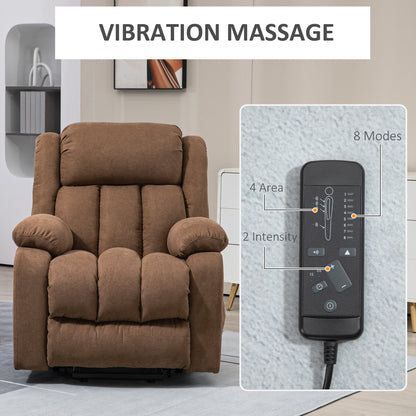 Lift Relax Chair with Remote Control, Massaging and Reclining in Fabric, Brown