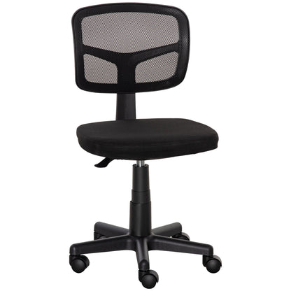 Ergonomic Mesh Office Chair Without Armrests and Height Adjustable, Black
