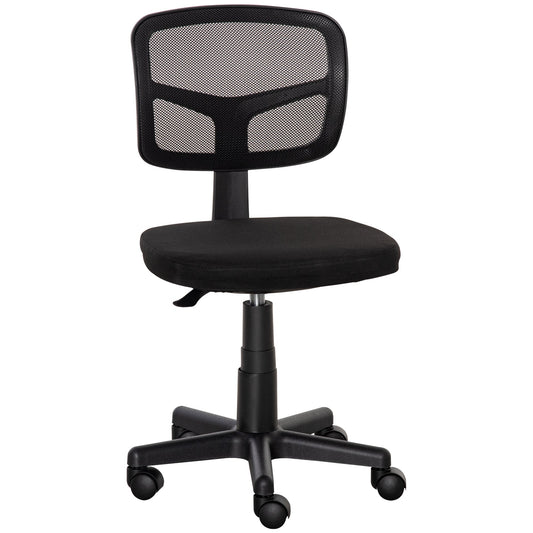 Ergonomic Mesh Office Chair Without Armrests and Height Adjustable, Black