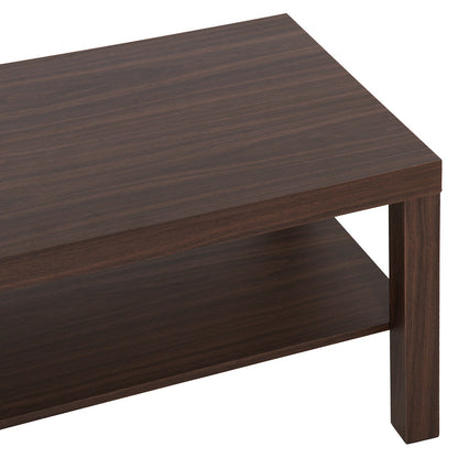 Classic Rectangular Coffee Table with Wooden Storage Shelf 90×45×44.5cm
