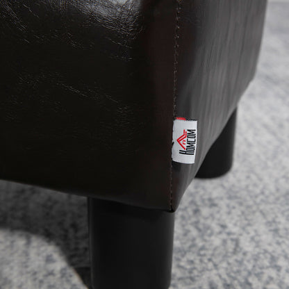 Rectangular Padded Footstool Pouf in Faux Leather, 40x30x24 cm, Brown