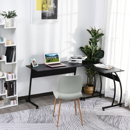 Desk Wooden and Metal Corner, Black, 112.5 x 152 x 74cm
