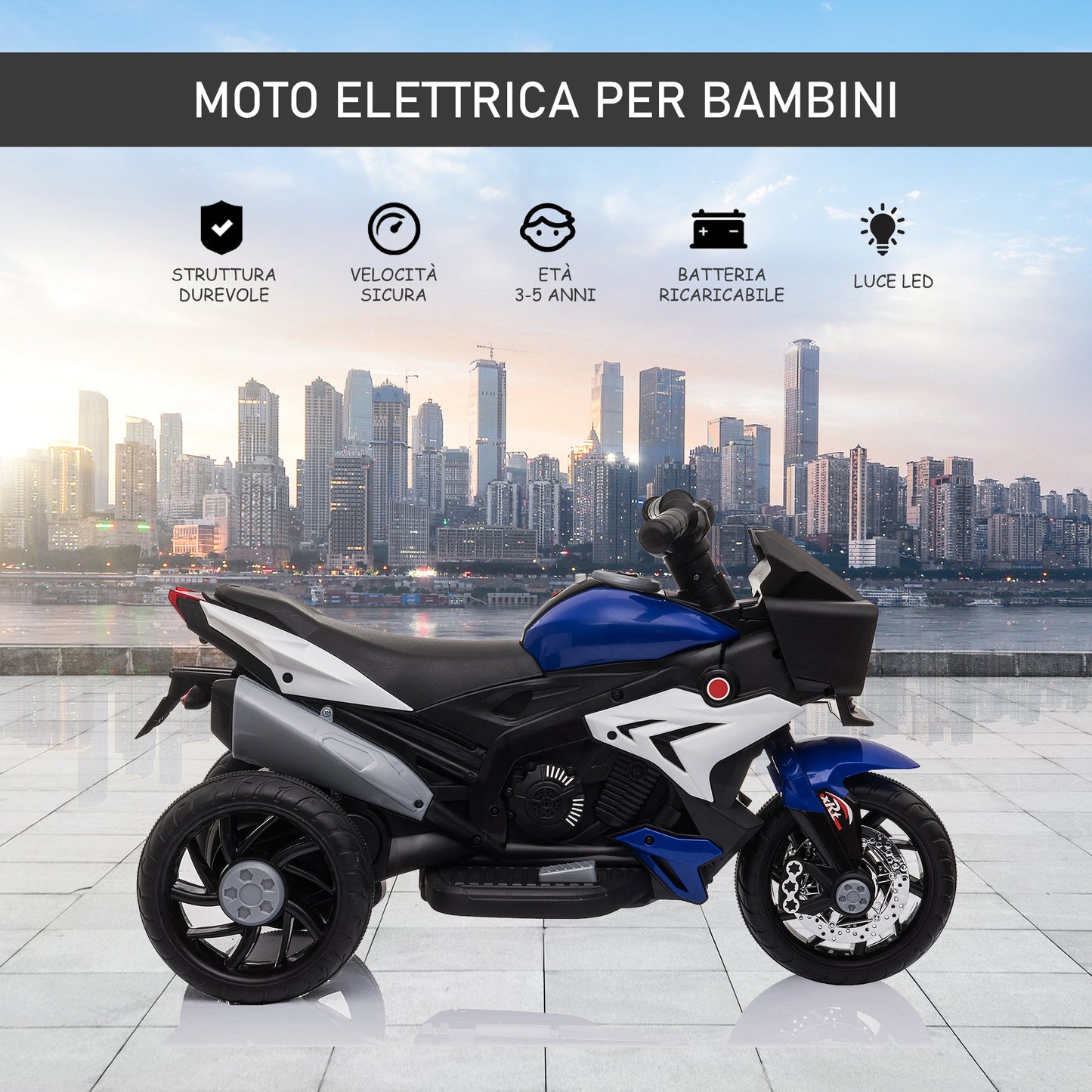 electric motorcycle for children 3-5 years 6v battery - Black blue
