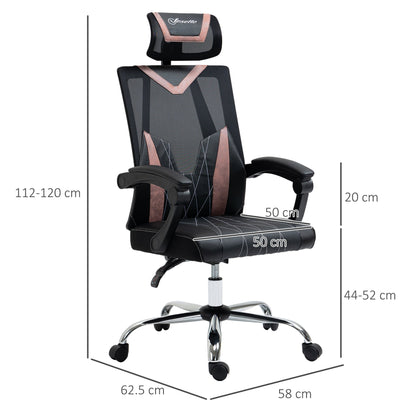 Ergonomic office chair with lumbar and cervical support, adjustable height and inclination, 58x62.5x112-120cm - black