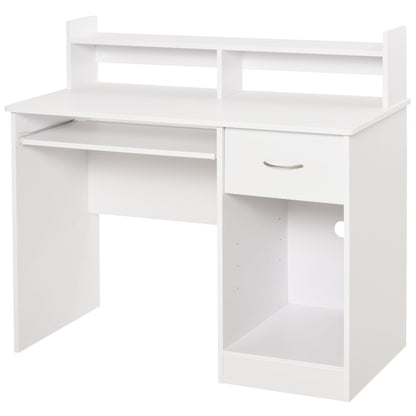 compact desk for white wooden computers with removable keyboard shelf and shelves 104 x 48 x 95.5cm