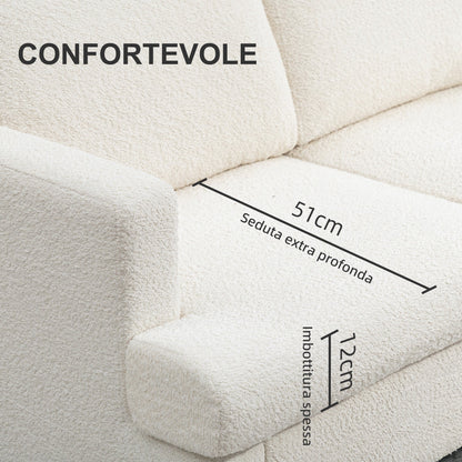 2 Seater Modern Chenille Sofa with Removable and Washable Cushions, 138x70x80 cm, Cream White