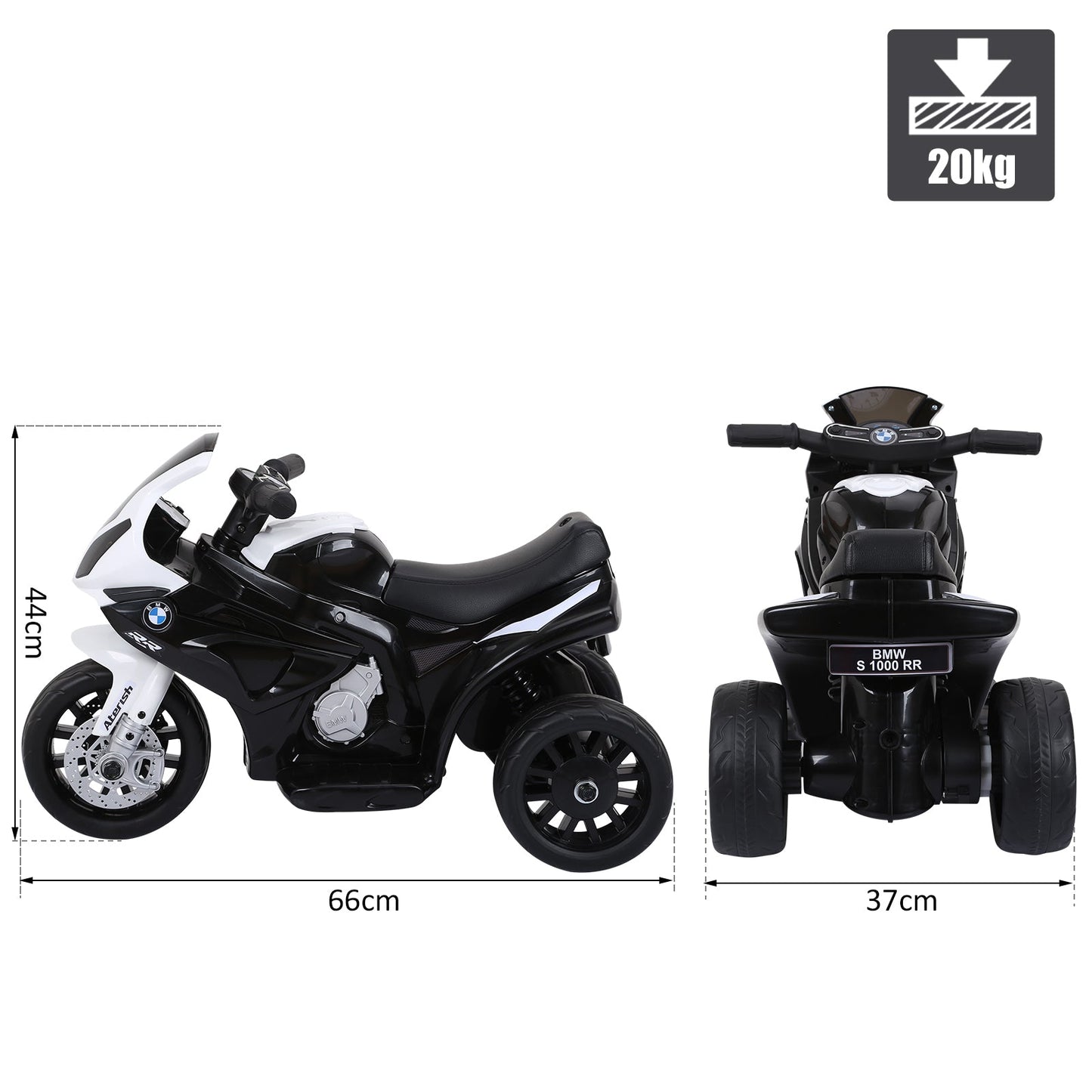 electric motorcycle for children Max. 20kg with BMW license, 6V black and white battery