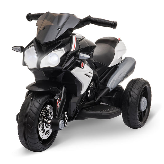 Electric Motorcycle for Children 3-5 Years Max. 25kg with Lights, Music, 6V Battery and 3km/h Speed, 86cm x 42cm x 52cm Black