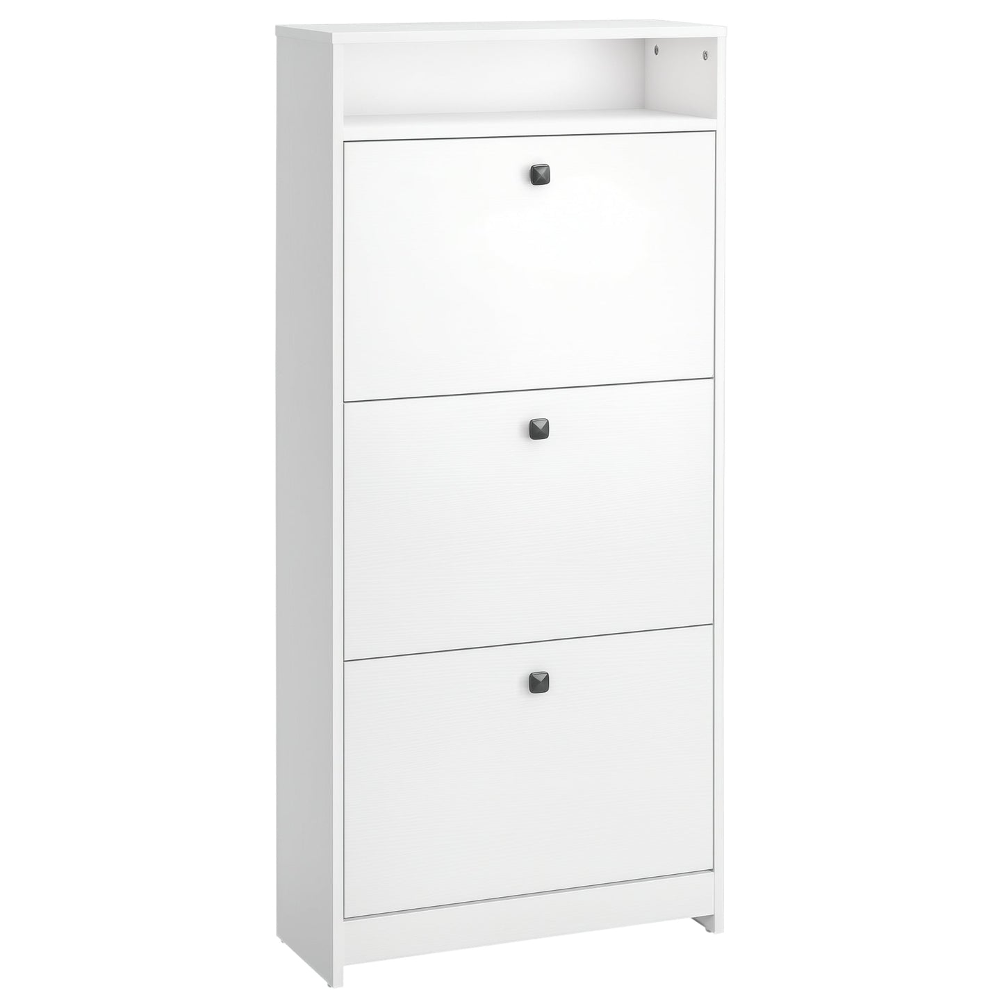 Shoe Rack with 3 Tilt Compartments (18 Pairs of Shoes) and 1 Storage Shelf, White Chipboard, 60 x 24 x 132 cm