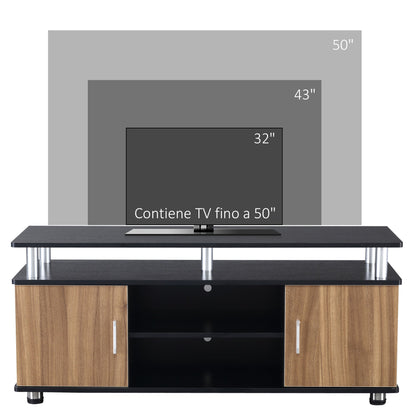 TV Stand Up to 55" with Cabinets and Shelves in Wood and Aluminum, 120x40x52.2cm