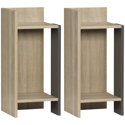 Modern Grey Nightstand with Open Shelf, 2 Piece Set in Chipboard for Bedroom and Living Room, 27x25x60cm