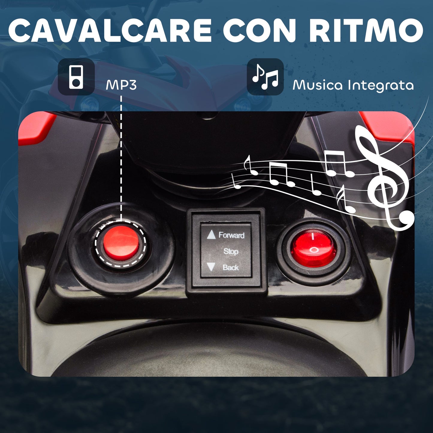 Kids Electric Quad Bike ATV with 6V Rechargeable Battery, LED Headlights and Music, Ages 3-8 Years, Red