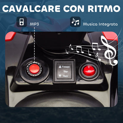 Kids Electric Quad Bike ATV with 6V Rechargeable Battery, LED Headlights and Music, Ages 3-8 Years, Red