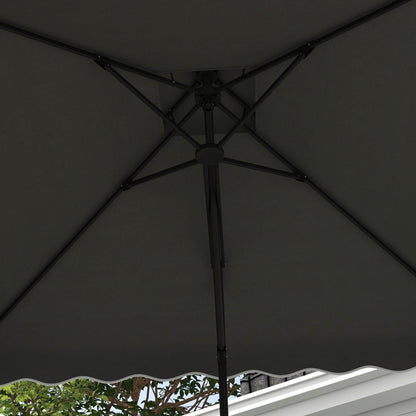 Cantilever Umbrella with Double Roof, Crank Opening and Cross Base, 2.5x2.5m, Grey