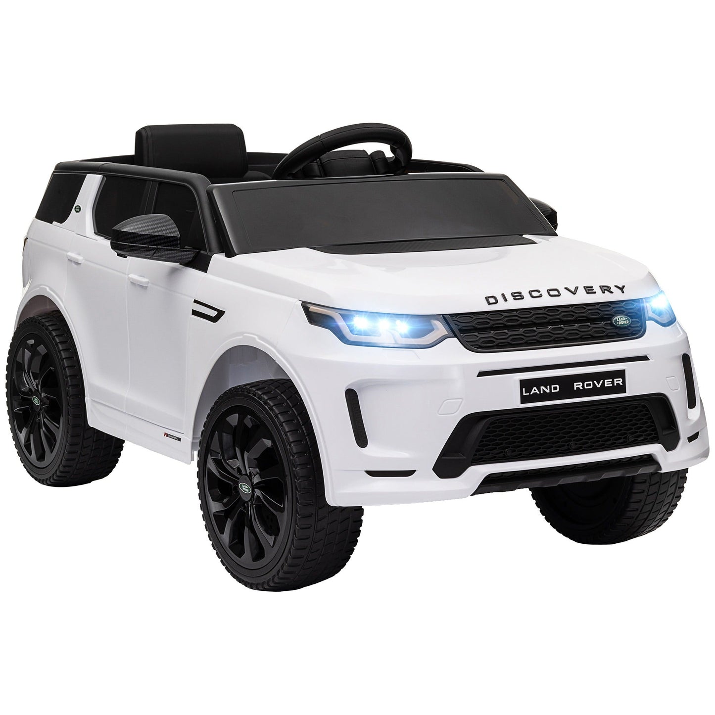 Electric Ride-On Car for Kids Licensed Land Rover with Headlights, Horn and Belt, 106x65.5x51 cm, White