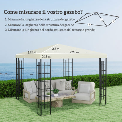 3x3m 600D Oxford Fabric Garden Gazebo Cover with Drainage Holes, Cream White