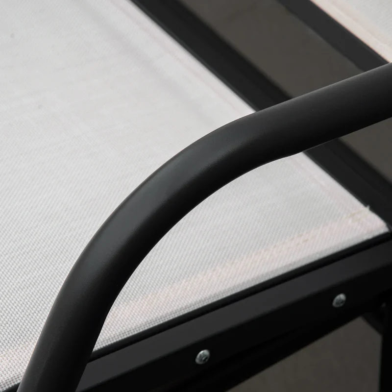 3-Seater Garden Swing Bench in Metal and Breathable Mesh Fabric, 147x70x85cm, Beige