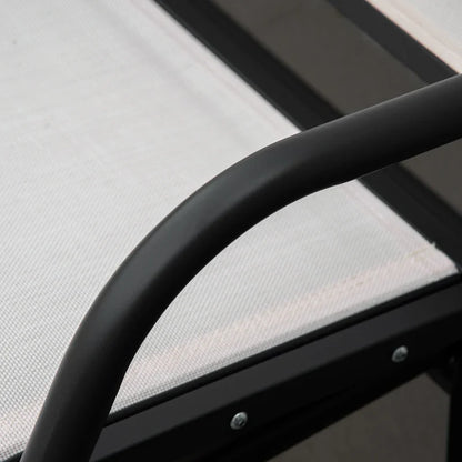 3-Seater Garden Swing Bench in Metal and Breathable Mesh Fabric, 147x70x85cm, Beige