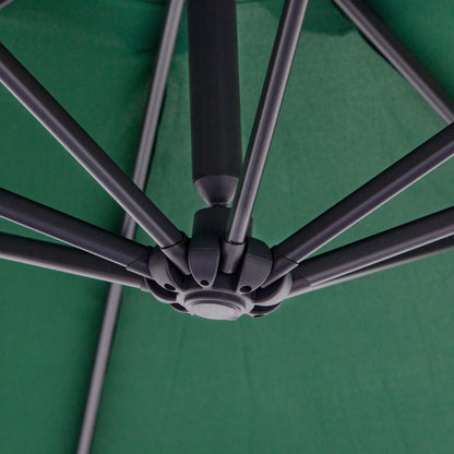 Garden Umbrella 3x2.5 m, Tiltable with Cross Base and Crank, in Steel and Polyester