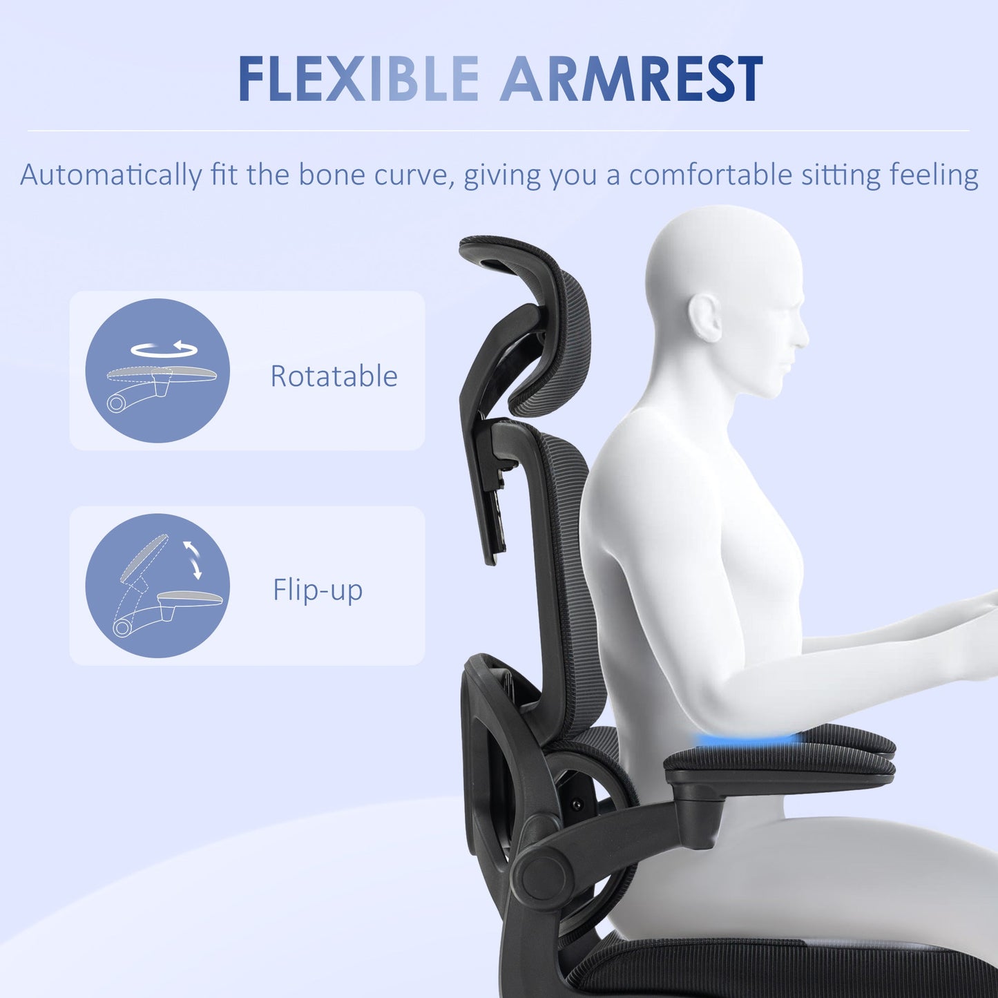 Height Adjustable Office Chair with Tilt and Lumbar Support, 62x58x120-133 cm, Black