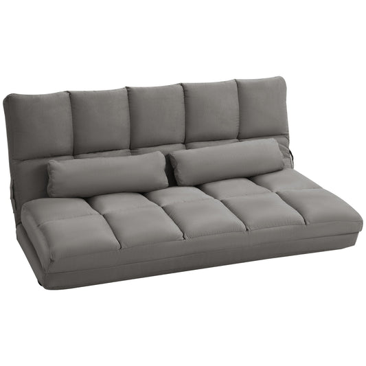 2-in-1 Floor Sofa with 7-Level Reclining Backrest and Cushions, 130x73x60 cm, Charcoal Grey