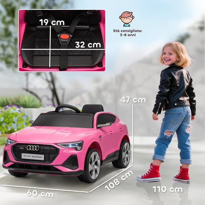 12V Electric Ride-On Toy Car with Remote Control, 3-8km/h Speed, Lights and Music, Ages 3-5 Years, Pink