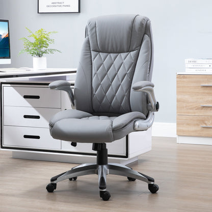 Ergonomic Office Chair with Padding, Adjustable Height and 5 Wheels, 70x71x113-121 cm, Grey