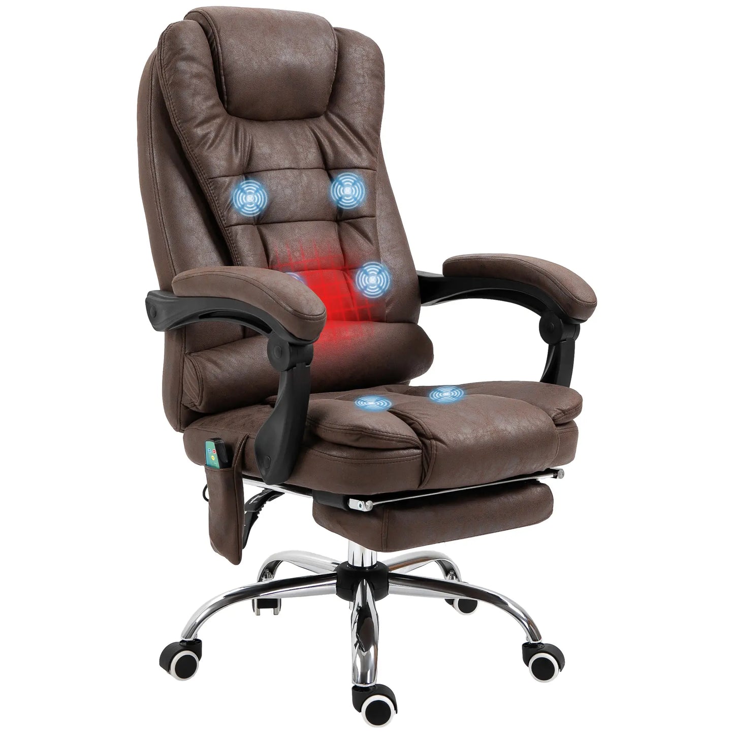 Office Chair Massage with Heat, Reclining and Adjustable Height, Brown