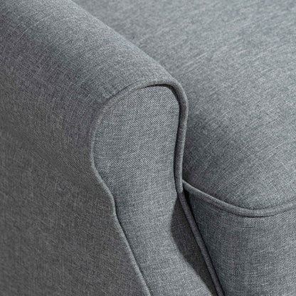 132° Max Reclining Chair in Linen Effect Fabric with Footrest, 74x84x102 cm, Grey