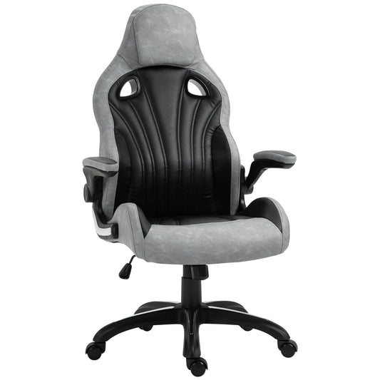 Office Chair Gaming Chair, Ergonomic with High Backrest, Swivel and Adjustable Height, Black and Grey