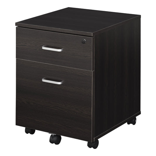 Office File Cabinet Wooden Desk Drawer Cabinet, 2 Drawers, Lock with 2 Keys, Black, 40x45x55.6cm