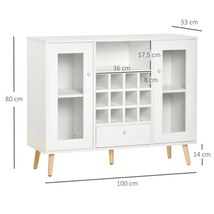 Creenza with cellars Wine 12 bottles, drawer and wooden cabinets 100x33x80 white white