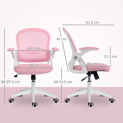Ergonomic and Adjustable Office Chair with Mesh Backrest and Padded Seat, 65.5x61.5x88-97.5 cm, Pink