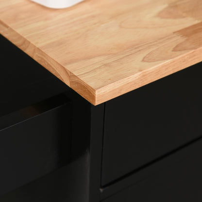 Kitchen Trolley with Drawer and Cabinet 2 Doors, Wheels and Side Bar, 83x45x91.5cm, Black