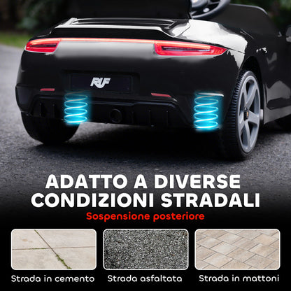 Officially Licensed RUF GT Ride-On Toy Car for Kids Ages 3-5, Remote Control, Seat Belt and Music, Black