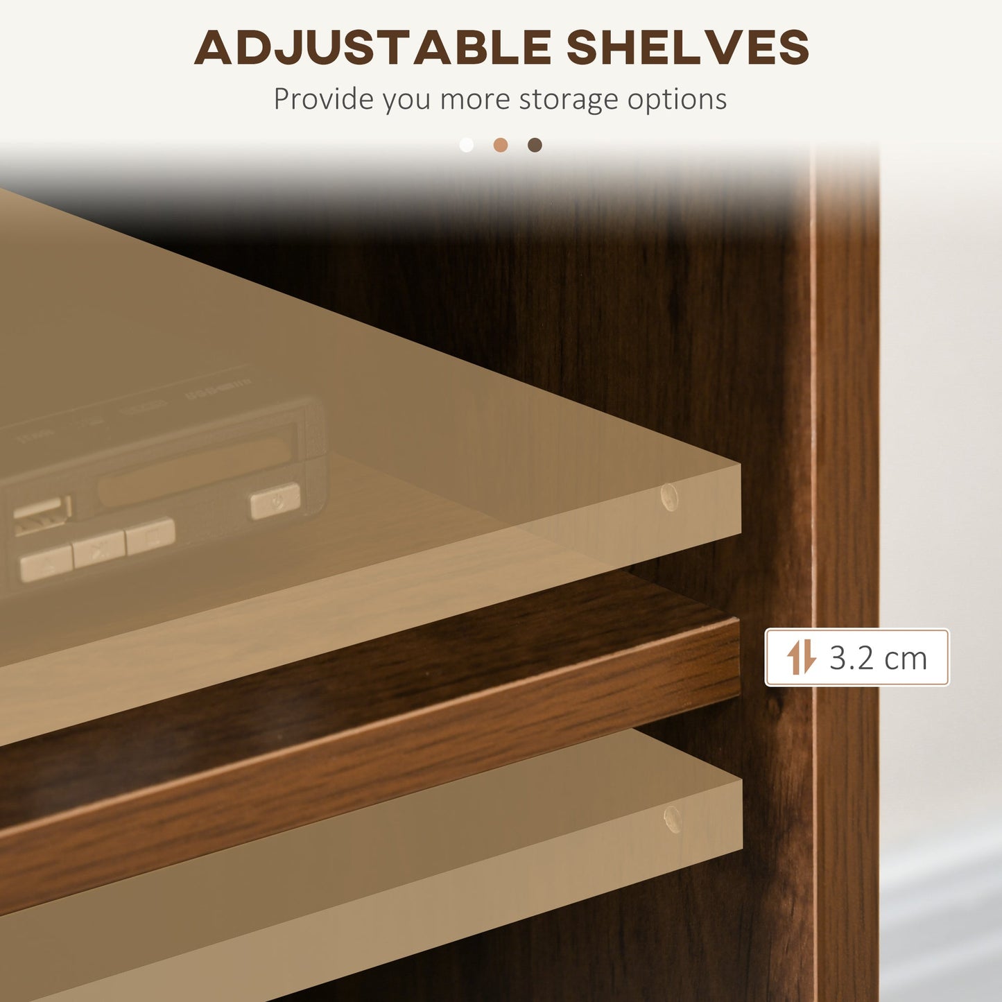 TV Cabinet up to 65" with 2 Cabinets and 2 Open Wooden Compartments, 150x40x56cm, Brown