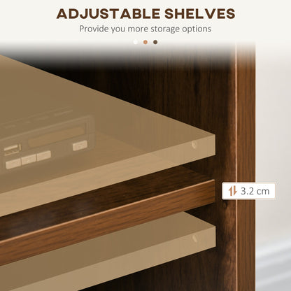 TV Cabinet up to 65" with 2 Cabinets and 2 Open Wooden Compartments, 150x40x56cm, Brown