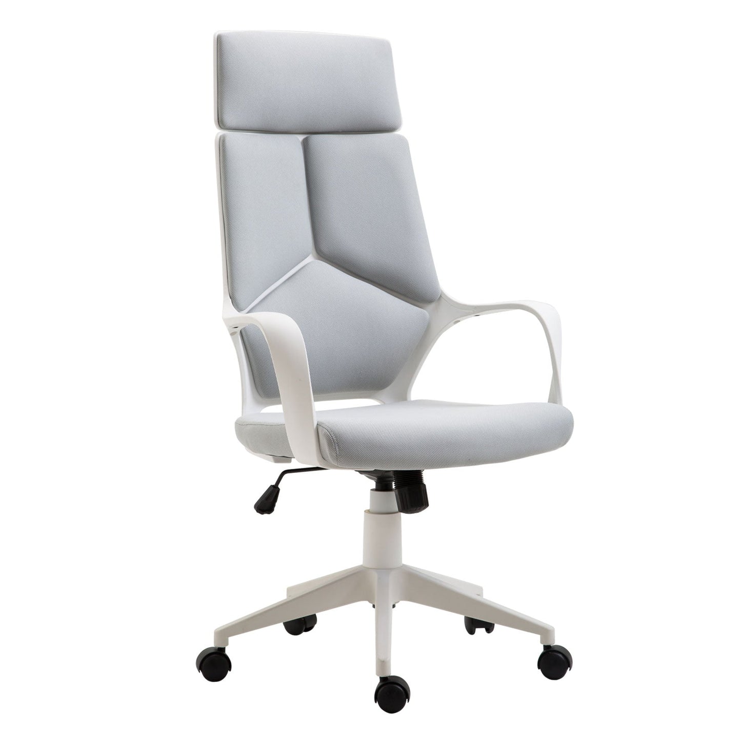 Office Chair with Rocking Function, Adjustable and Swivel Fabric Presidential Chair, 63x63x117-127 cm, Grey