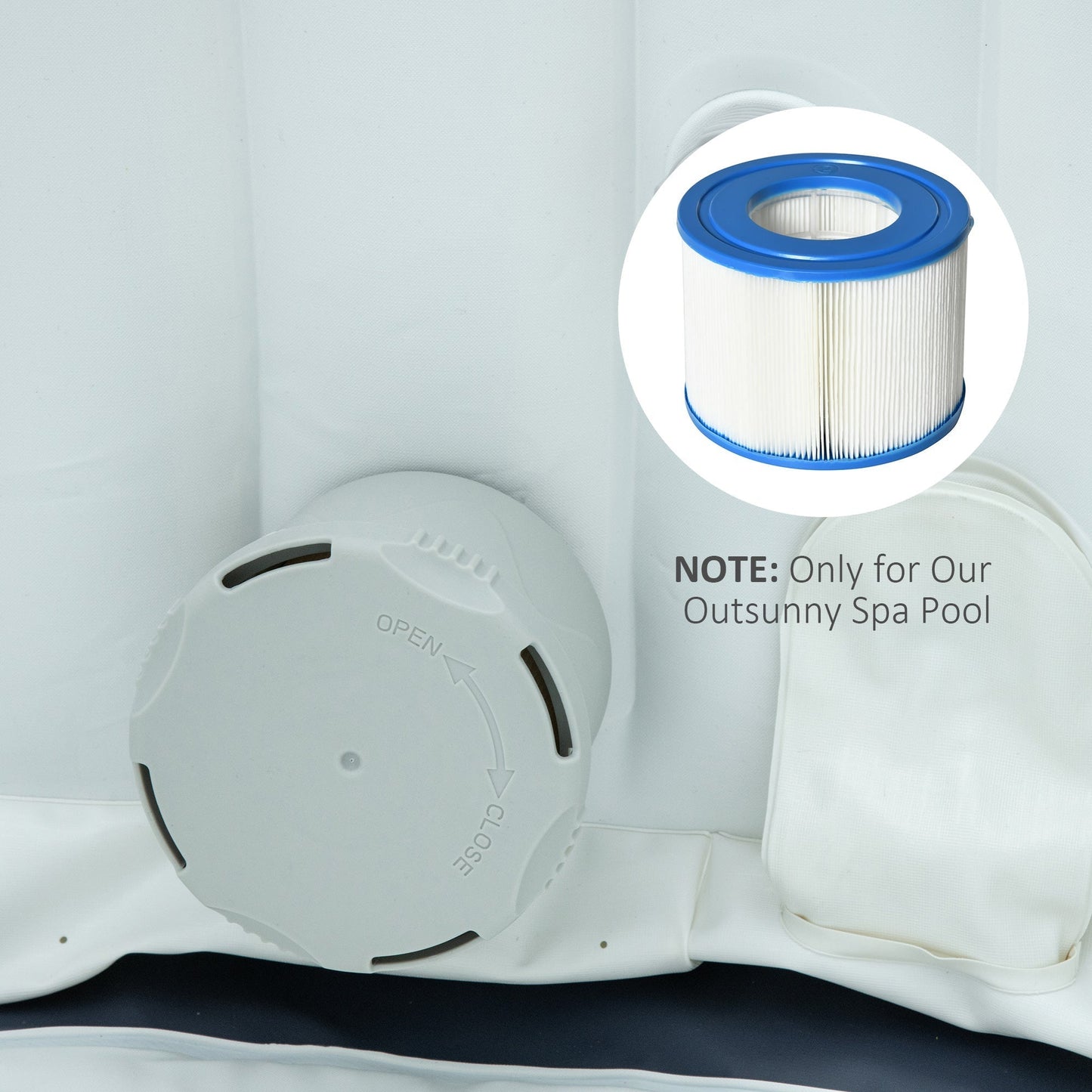 Set of 6 Filters for Inflatable Pools and Spas in Non-Woven Fabric, Ø10.5x8cm, Blue and White